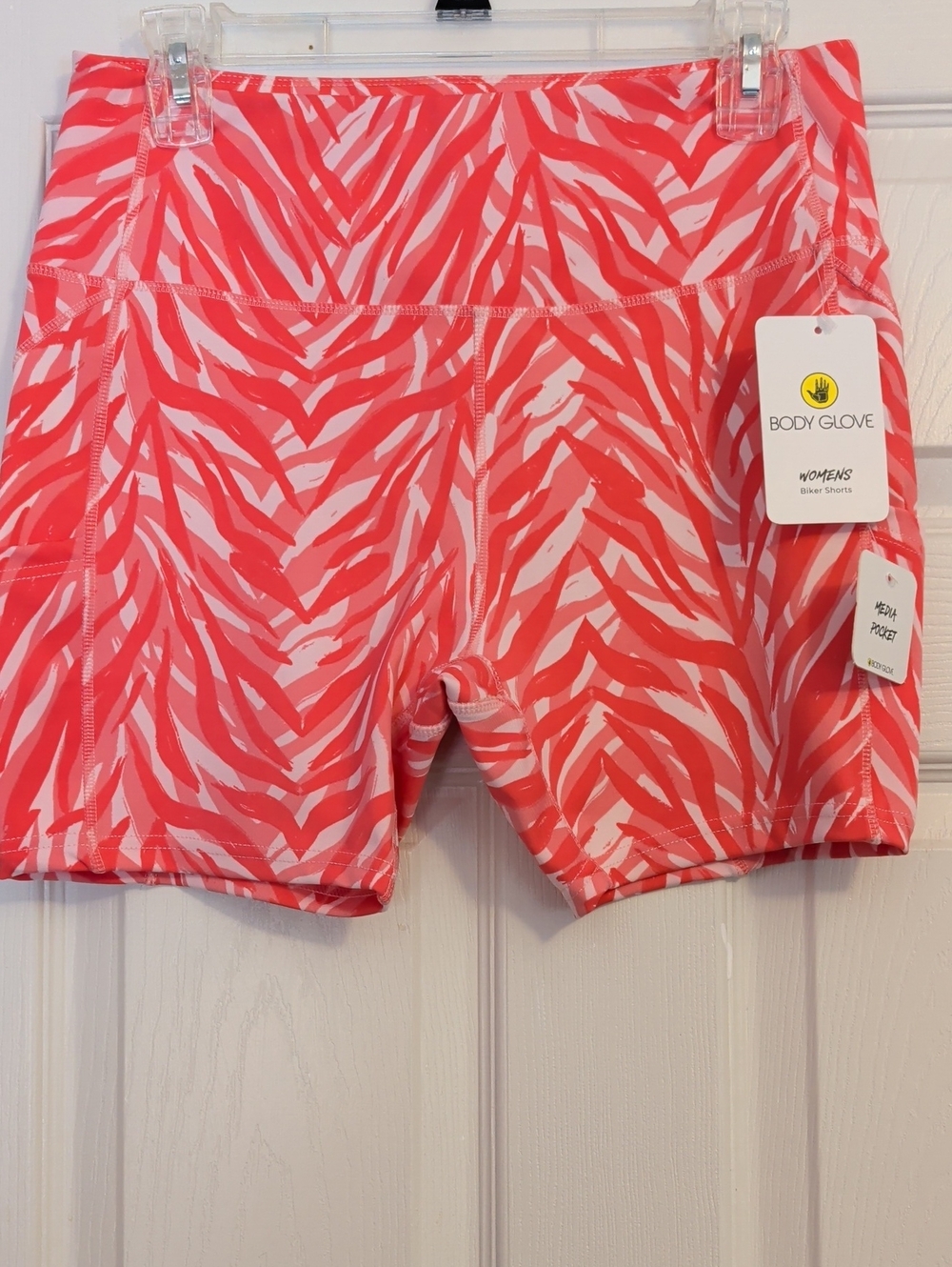 Body Glove Coral Pink Zebra-Print Bike Shorts